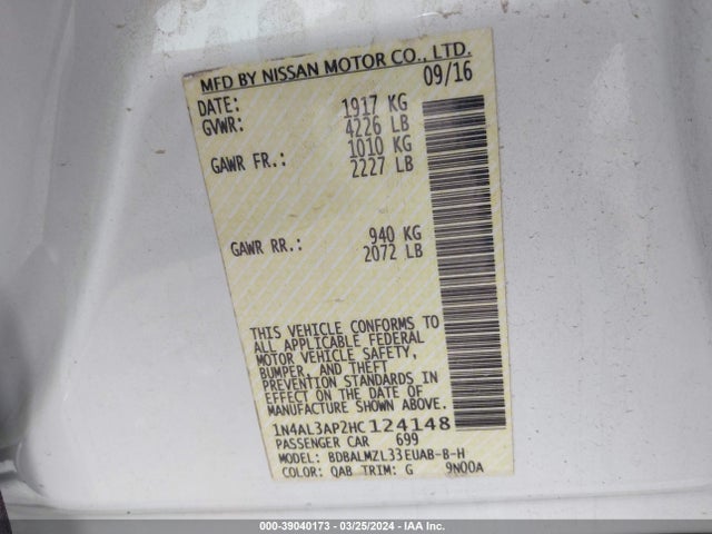 Nissan Altima 2.5 Sv 2017 1N4AL3AP2HC124148 Image 9