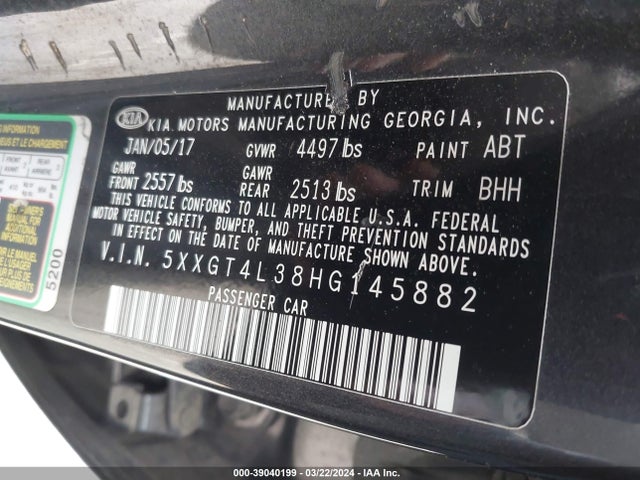 KIA Optima Lx 2017 5XXGT4L38HG145882 Image 9