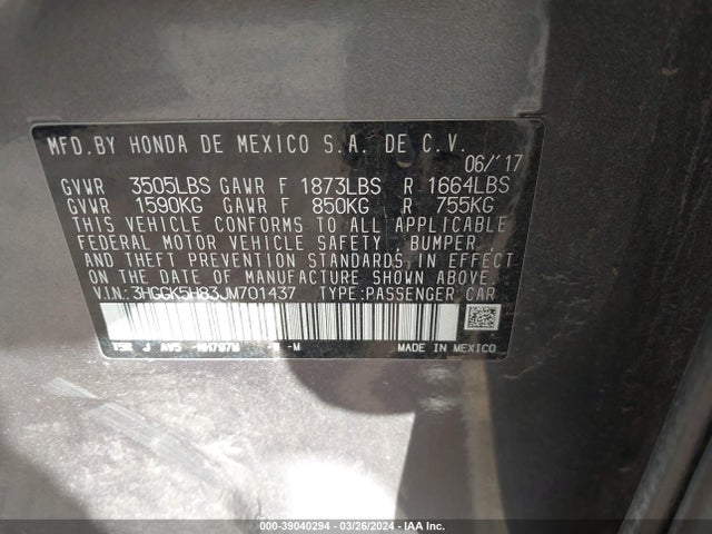 Honda Fit Ex/exl 2018 3HGGK5H83JM701437 Image 9