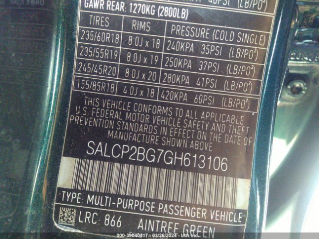 SALCP2BG7GH613106 Land Rover Discovery Sport Se