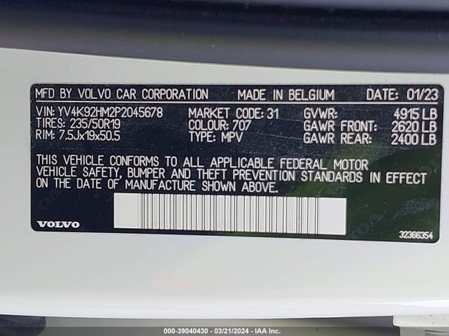 Volvo Xc40 B4 Ultimate Dark Theme 2023 YV4K92HM2P2045678 Image 9