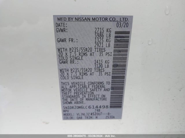 Nissan Pathfinder Platinum 4wd 2020 5N1DR2DM6LC614498 Image 9
