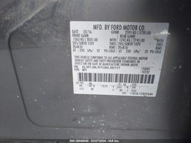 2LMTJ8LR7GBL56117 Lincoln Mkx Reserve