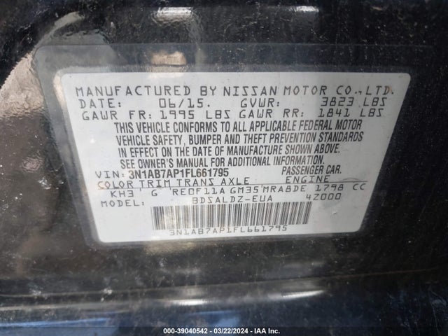 Nissan SENTRA SV 2015 3N1AB7AP1FL661795 Image 9