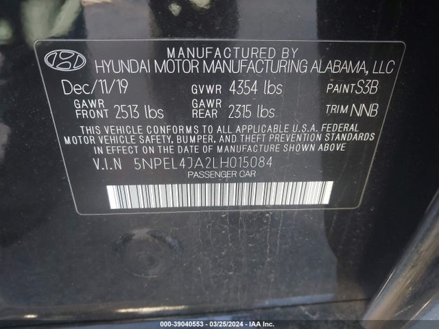 Hyundai SONATA SEL 2020 5NPEL4JA2LH015084 Image 9