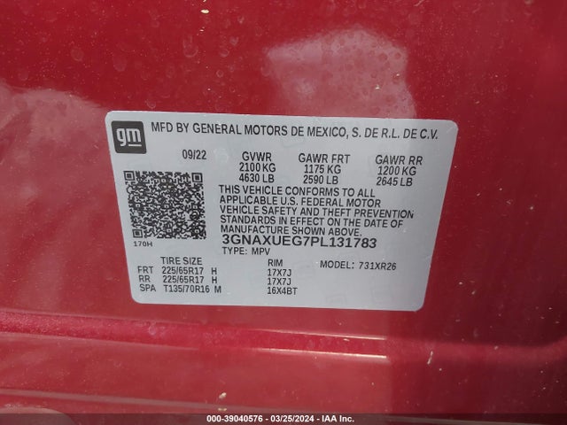 Chevrolet Equinox Awd Lt 2023 3GNAXUEG7PL131783 Image 9