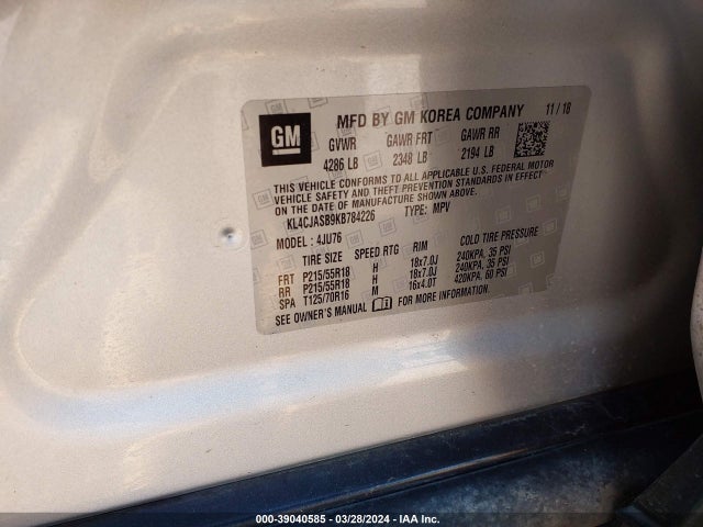 Buick Encore Fwd Preferred 2019 KL4CJASB9KB784226 Image 9
