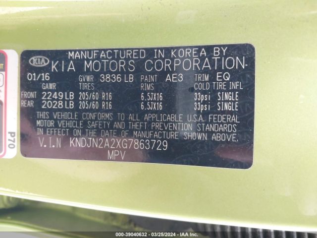 KNDJN2A2XG7863729 KIA Soul