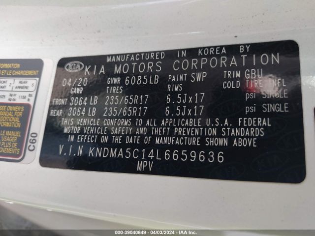 KNDMA5C14L6659636 KIA Sedona L