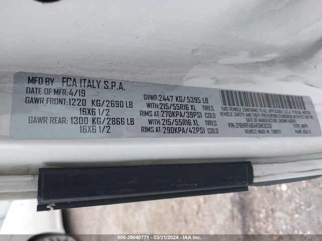 RAM Promaster City Tradesman 2019 ZFBHRFAB4K6N31331 Image 9