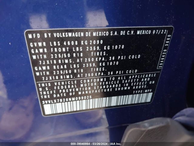 3VVLX7B26NM099025 Volkswagen Taos 1.5t Se