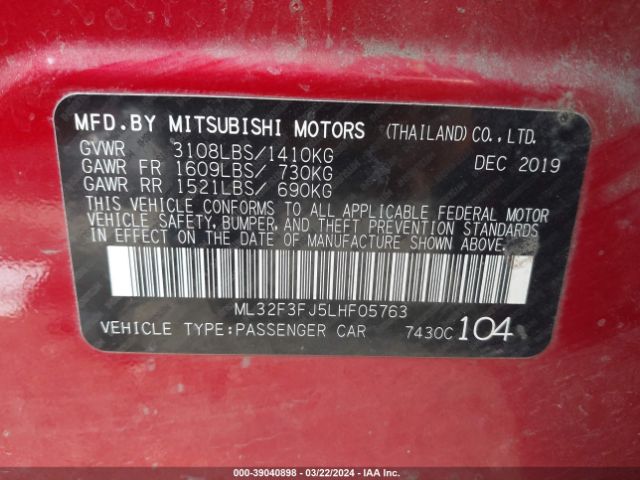 ML32F3FJ5LHF05763 Mitsubishi Mirage G4 Es