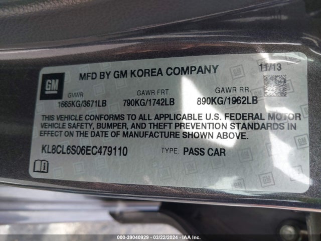 Chevrolet Spark Ev 2lt 2014 KL8CL6S06EC479110 Image 9