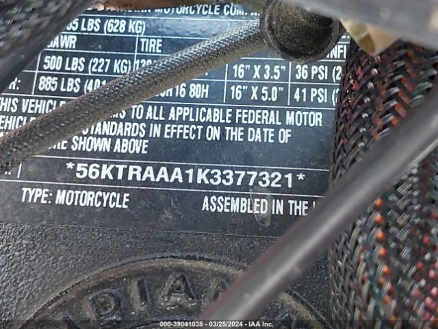 2019 INDIAN MOTORCYCLE CO. ROADMASTER 56KTRAAA1K3377321 Photo 9