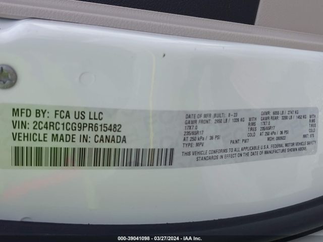 2C4RC1CG9PR615482 Chrysler Voyager Lx