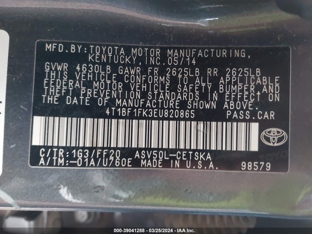 Toyota CAMRY SE 2014 4T1BF1FK3EU820865 Image 9