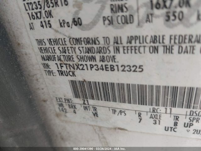 2004 FORD F-250 1FTNX21P34EB12325 Photo 8