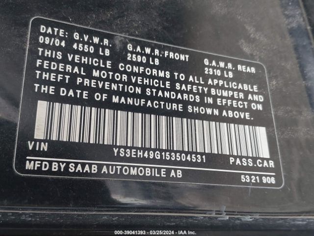 2005 SAAB 9-5 YS3EH49G153504531 Photo 8