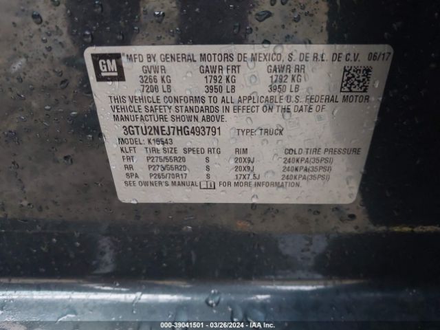 3GTU2NEJ7HG493791 GMC Sierra 1500 Slt