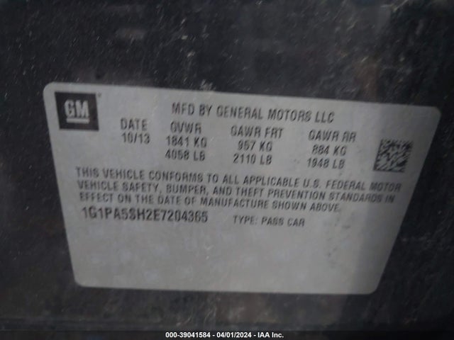 Chevrolet Cruze Ls Auto 2014 1G1PA5SH2E7204365 Image 9