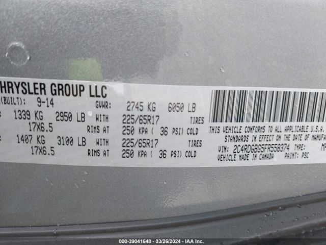 2C4RDGBG5FR558374 Dodge Grand Caravan American Value Pkg