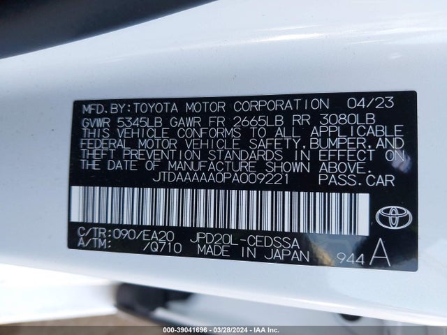 Toyota Mirai Xle 2023 JTDAAAAA0PA009221 Image 9