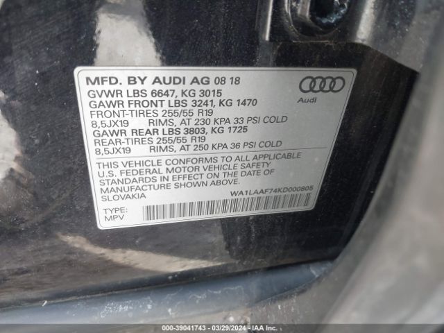WA1LAAF74KD000805 Audi Q7 55 Premium/55 Se Premium