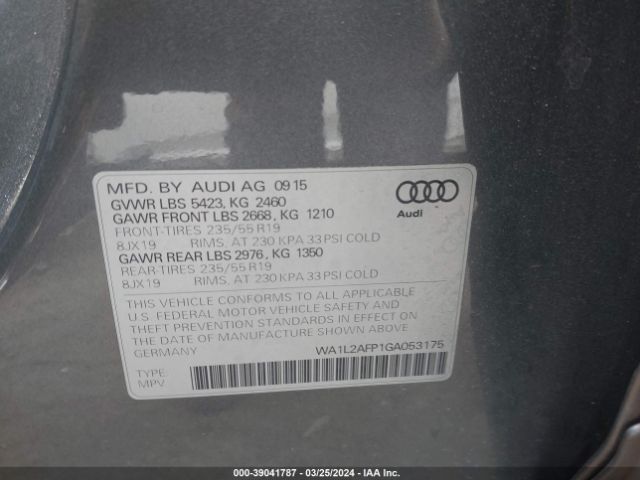 WA1L2AFP1GA053175 Audi Q5 2.0t Premium