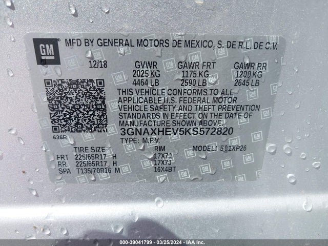 Chevrolet EQUINOX LS 2019 3GNAXHEV5KS572820 Image 9