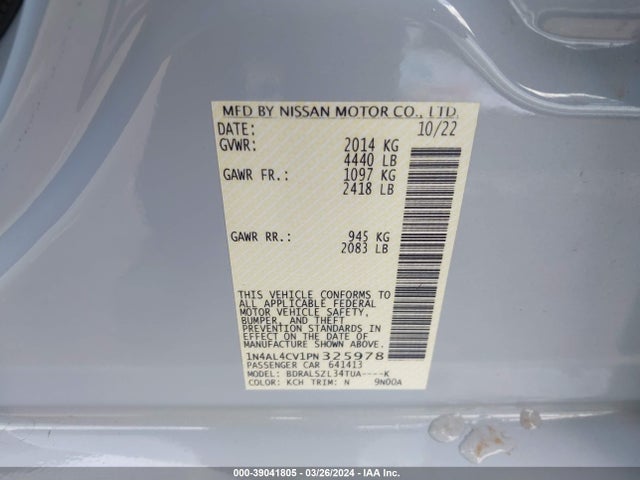 Nissan ALTIMA SR 2023 1N4AL4CV1PN325978 Image 9