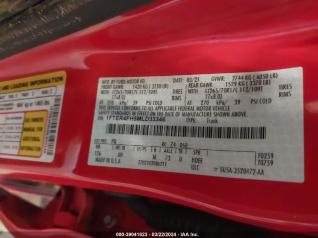 1FTER4FH5MLD33346 Ford Ranger Xlt