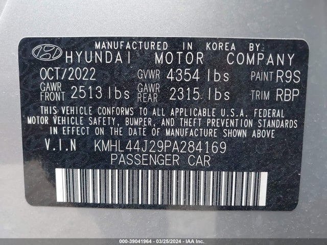 Hyundai Sonata Sel Plus 2023 KMHL44J29PA284169 Image 9