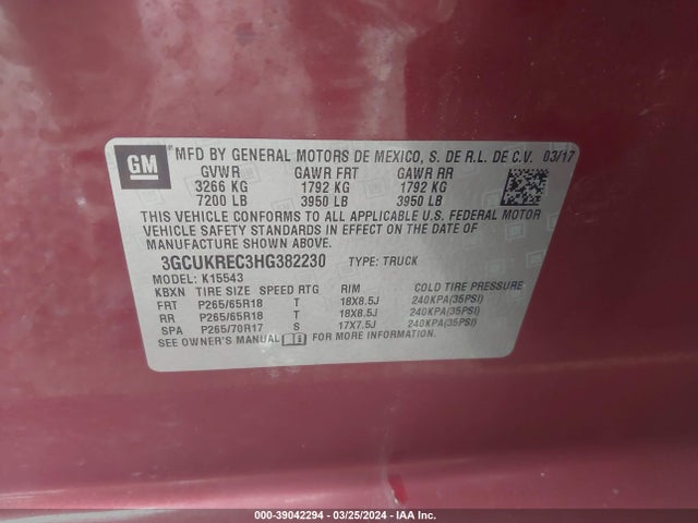 Chevrolet Silverado 1500 1lt 2017 3GCUKREC3HG382230 Image 9