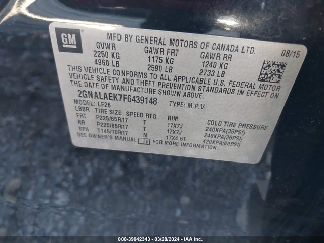 Chevrolet EQUINOX LS 2015 2GNALAEK7F6439148 Image 9