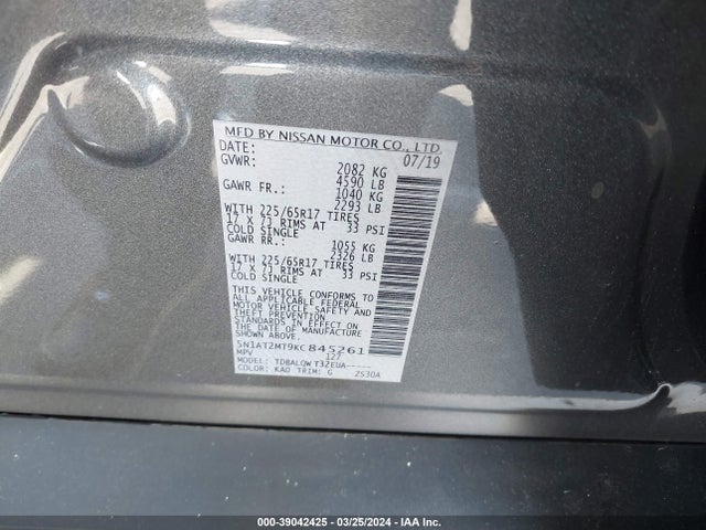 Nissan ROGUE SV 2019 5N1AT2MT9KC845261 Image 9