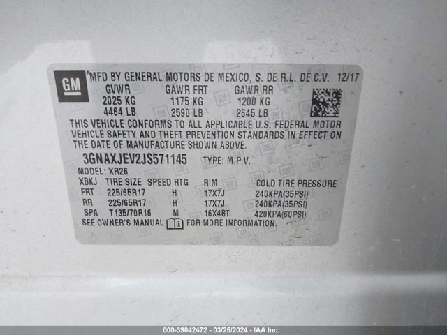 Chevrolet EQUINOX LT 2018 3GNAXJEV2JS571145 Image 9