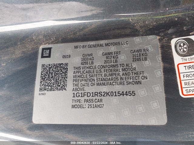 Chevrolet Camaro 2lt 2019 1G1FD1RS2K0154455 Image 9