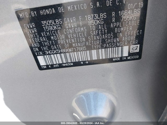 Honda FIT EX 2019 3HGGK5H86KM717665 Image 9