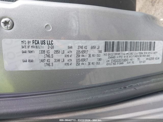 2C4RDGEG9LR188943 Dodge Grand Caravan Gt