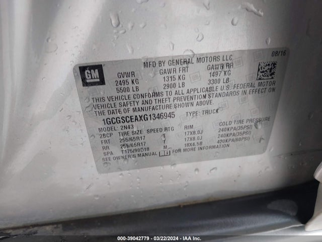 Chevrolet Colorado Lt 2016 1GCGSCEAXG1346945 Image 9
