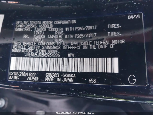 Toyota 4runner Sr5 Premium 2021 JTENU5JR3M5934226 Image 9
