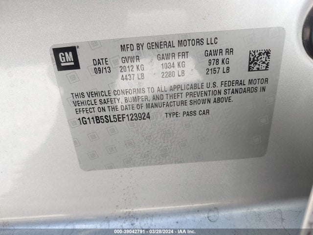 Chevrolet Malibu 1ls 2014 1G11B5SL5EF123924 Image 9