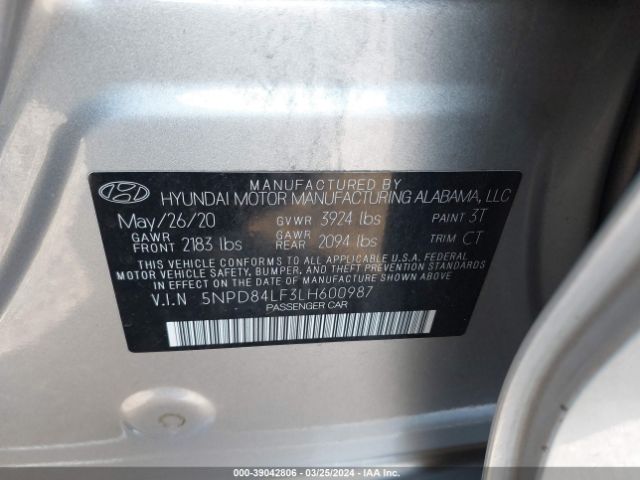 5NPD84LF3LH600987 Hyundai Elantra Value Edition