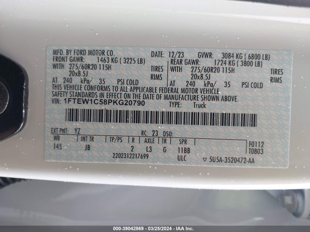 Ford F-150 Xl 2023 1FTEW1C58PKG20790 Image 9