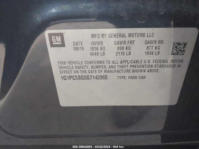 Chevrolet CRUZE LIMITED 2016 1G1PC5SG5G7142965 Image 22