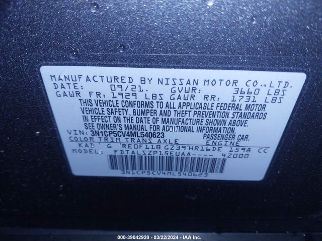 Nissan Kicks Sv Xtronic Cvt 2021 3N1CP5CV4ML540623 Image 9