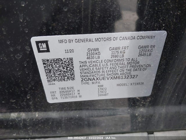 Chevrolet Equinox Awd Lt 2021 2GNAXUEVXM6132327 Image 9