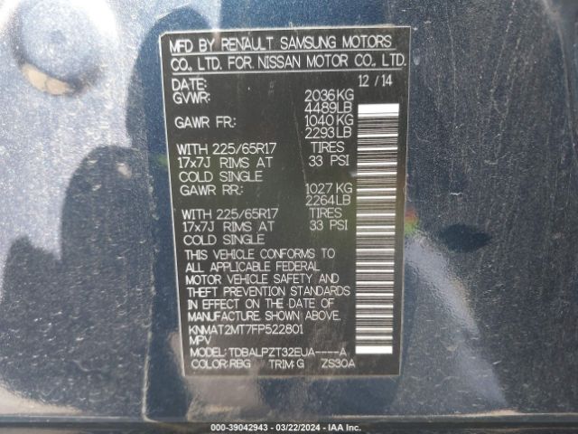 KNMAT2MT7FP522801 Nissan ROGUE S