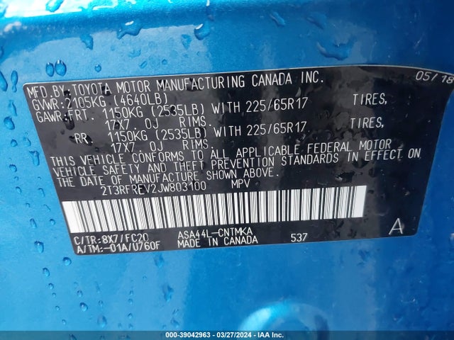 Toyota Rav4 Xle 2018 2T3RFREV2JW803100 Image 9