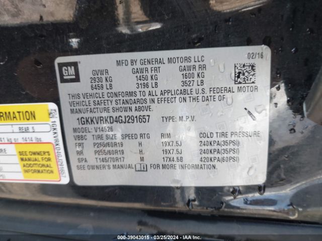 1GKKVRKD4GJ291657 GMC Acadia Slt-1
